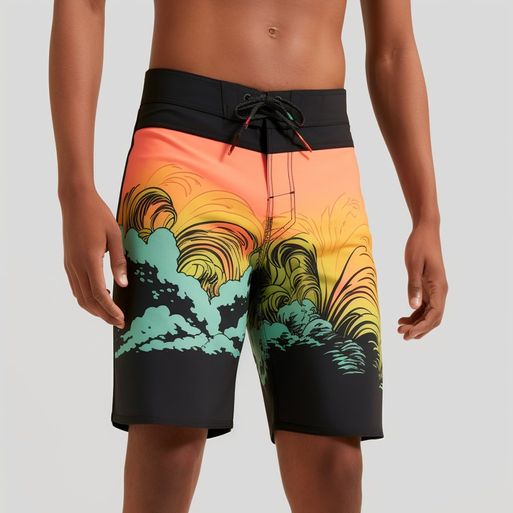 Custom Logo Beach Board Shorts Quick Drying Surfing Swimwear & Beachwear Pockets Swim Trunks Men Boardshorts