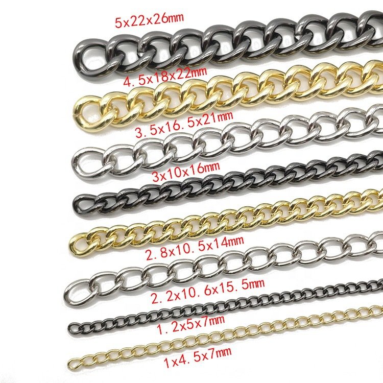 DIY Wholesale Factory High Quality Iron Flat Chain Handbag Chain Accessories Wallet Shoulder Strap Replacement with Metal buckle