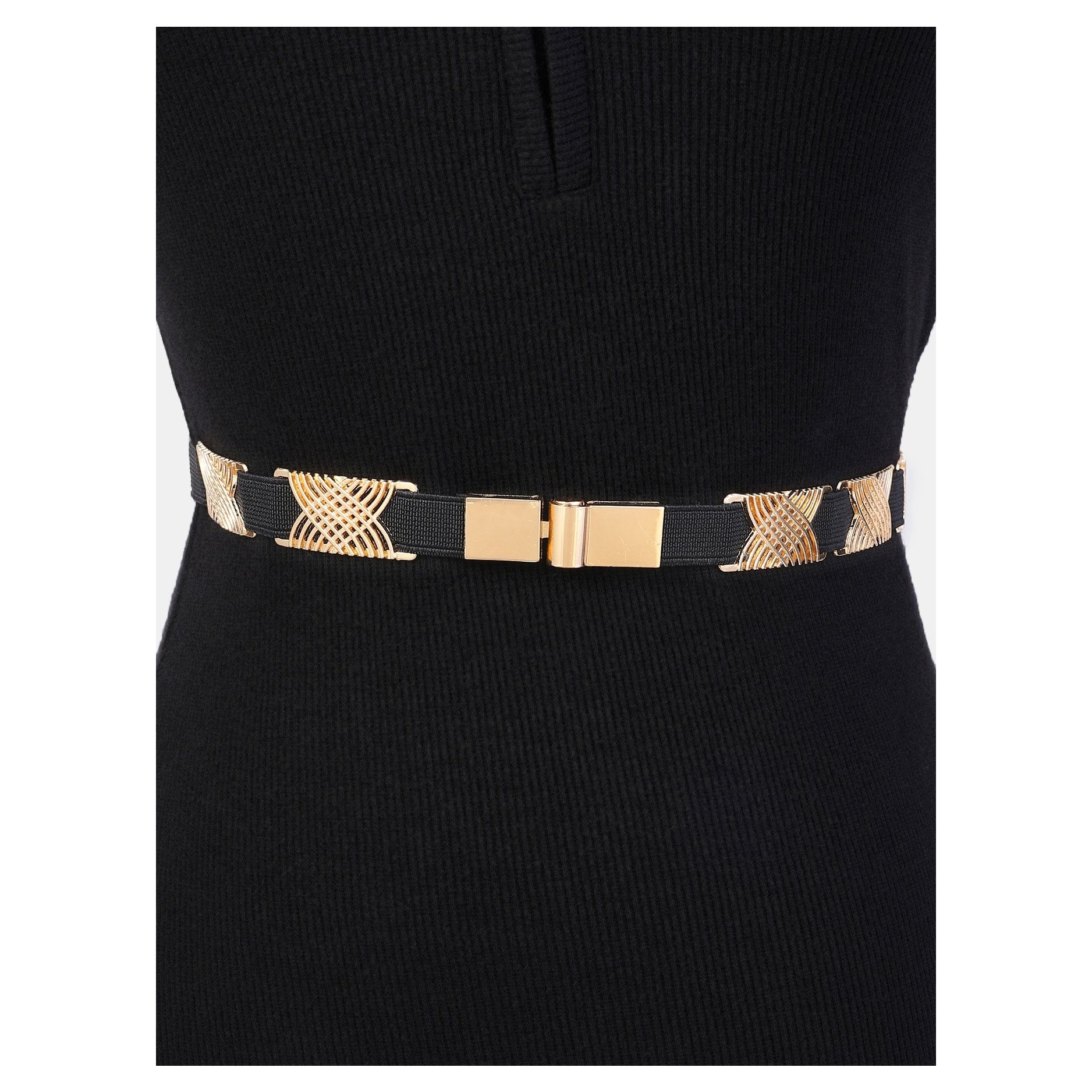 Luxury Elastic Polyester Thin Belt Designer High Quality Skinny Floral Thin Polyester Chain Belt For Women