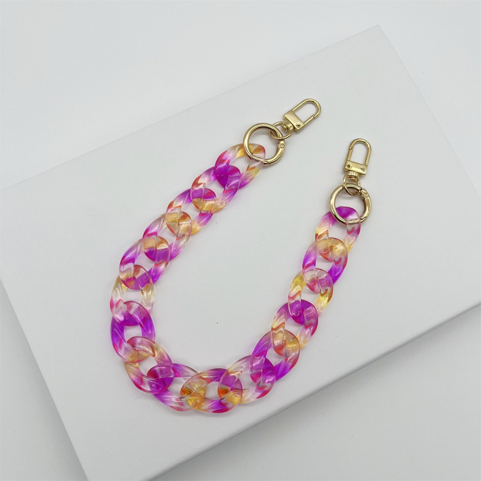 2024 Summer Gradient color Acrylic Mobile Phone Chains Lanyard Bag Chunky Acrylic Phone Crossbody Strap