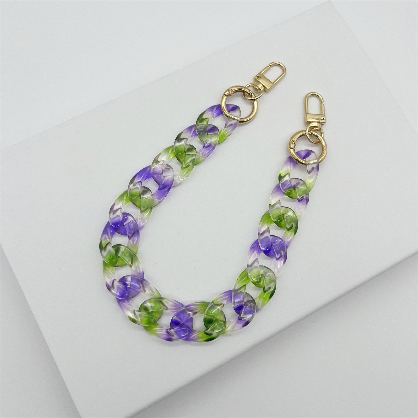 2024 Summer Gradient color Acrylic Mobile Phone Chains Lanyard Bag Chunky Acrylic Phone Crossbody Strap