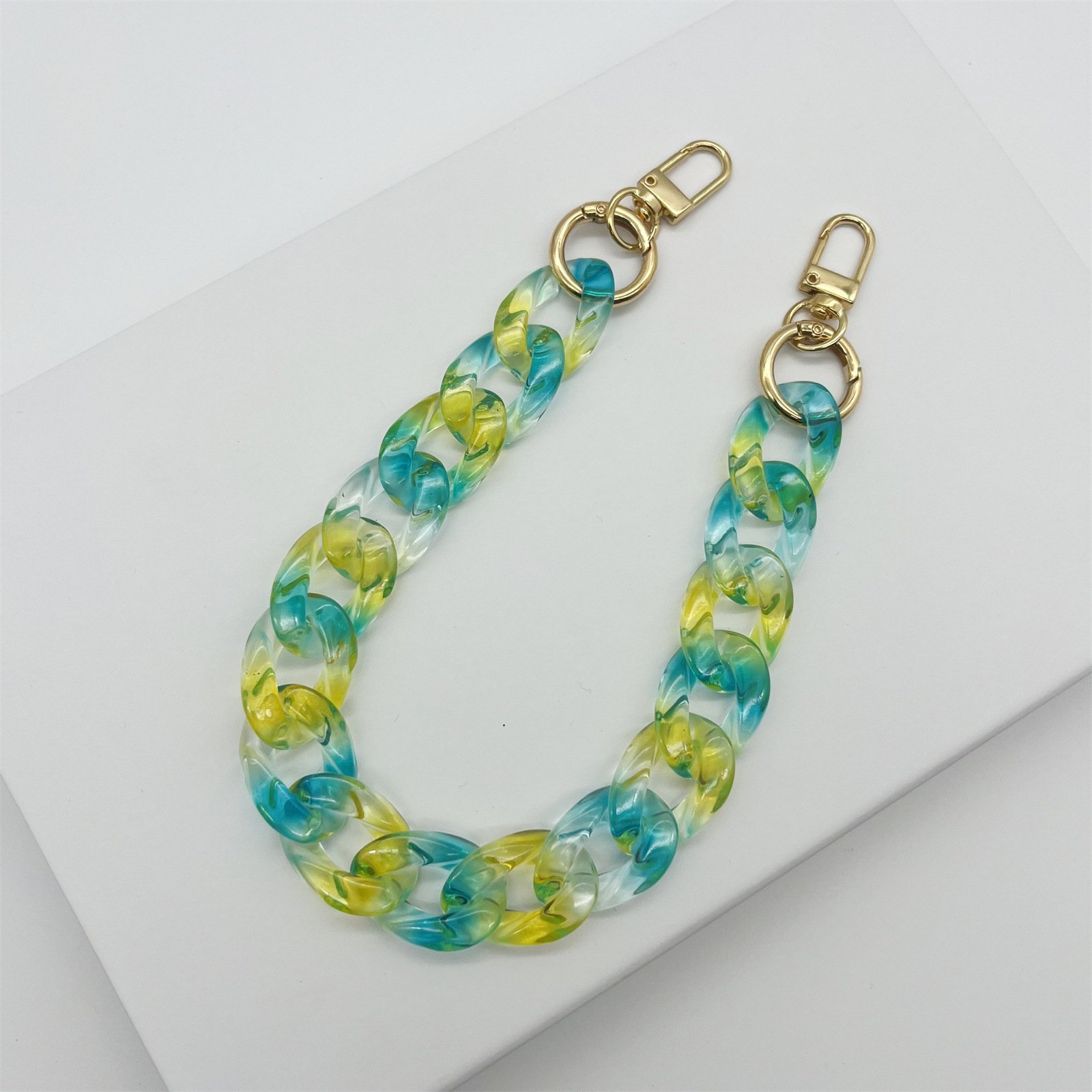2024 Summer Gradient color Acrylic Mobile Phone Chains Lanyard Bag Chunky Acrylic Phone Crossbody Strap