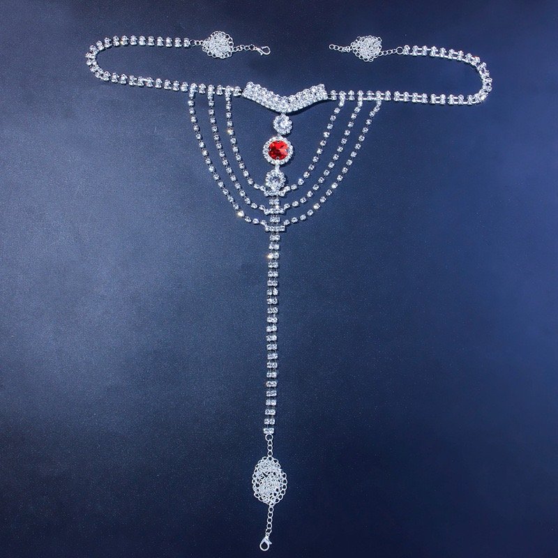Crystal Body Chain for Women Fine Jewelry Waist Chain Sexy Lingerie Panty with Pearl Trendy Alloy Jewelry Bra Underwear / CN;ZHE