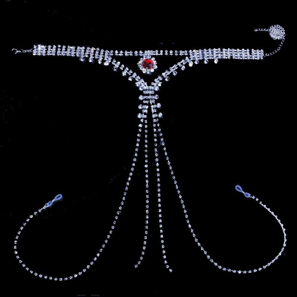 Crystal Body Chain for Women Fine Jewelry Waist Chain Sexy Lingerie Panty with Pearl Trendy Alloy Jewelry Bra Underwear / CN;ZHE