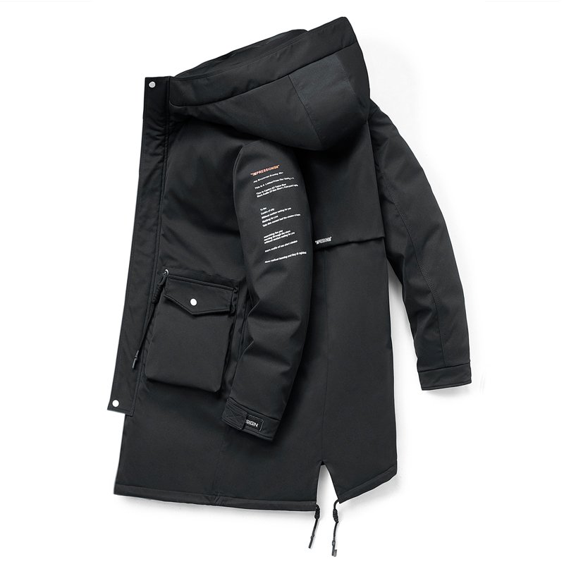 OEM Logo Custom Oversized Solid Color Winter Warm Bubble Thick Down Puffer Jacket With Hooded Long Sleeve Coat For Men