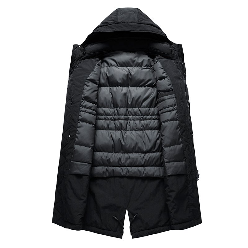 OEM Logo Custom Oversized Solid Color Winter Warm Bubble Thick Down Puffer Jacket With Hooded Long Sleeve Coat For Men