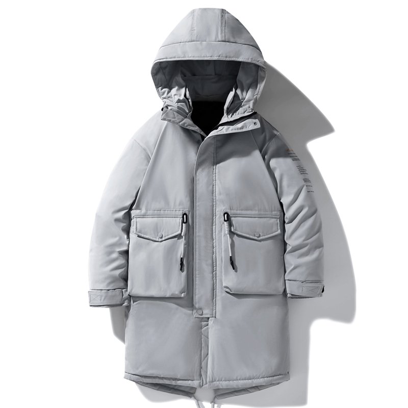 OEM Logo Custom Oversized Solid Color Winter Warm Bubble Thick Down Puffer Jacket With Hooded Long Sleeve Coat For Men