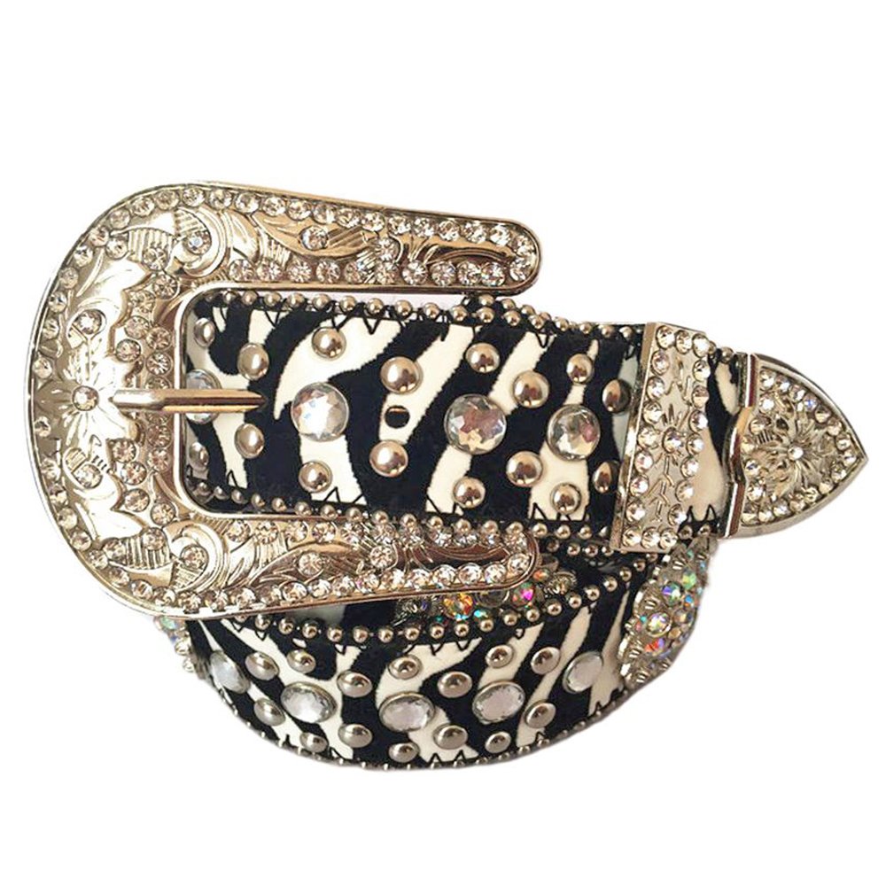 Colorful Trend Bling Rhinestone Custom Cowgirl Cowboy Studded Crystal Business Fashionable PU Leather Pants Jeans Belt Men Alloy