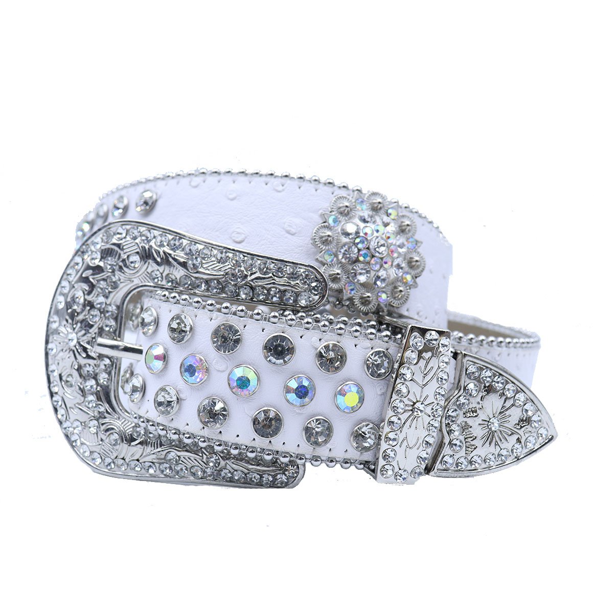 Colorful Trend Bling Rhinestone Custom Cowgirl Cowboy Studded Crystal Business Fashionable PU Leather Pants Jeans Belt Men Alloy
