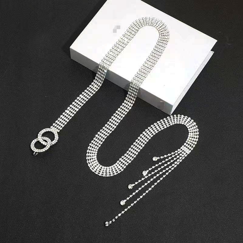 Adjustable Full Diamond Rhinestone Belt Bridal Wedding Evening Dress Crystal Beads Buckle Waist Belts for Women Lady