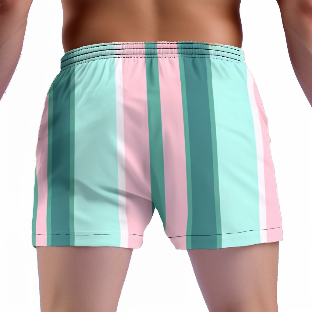 Men's Polyester Board Shorts Summer Beach Surf Pants Quick Drying Swimwear Male Swim Trunks Striped Swimwear
