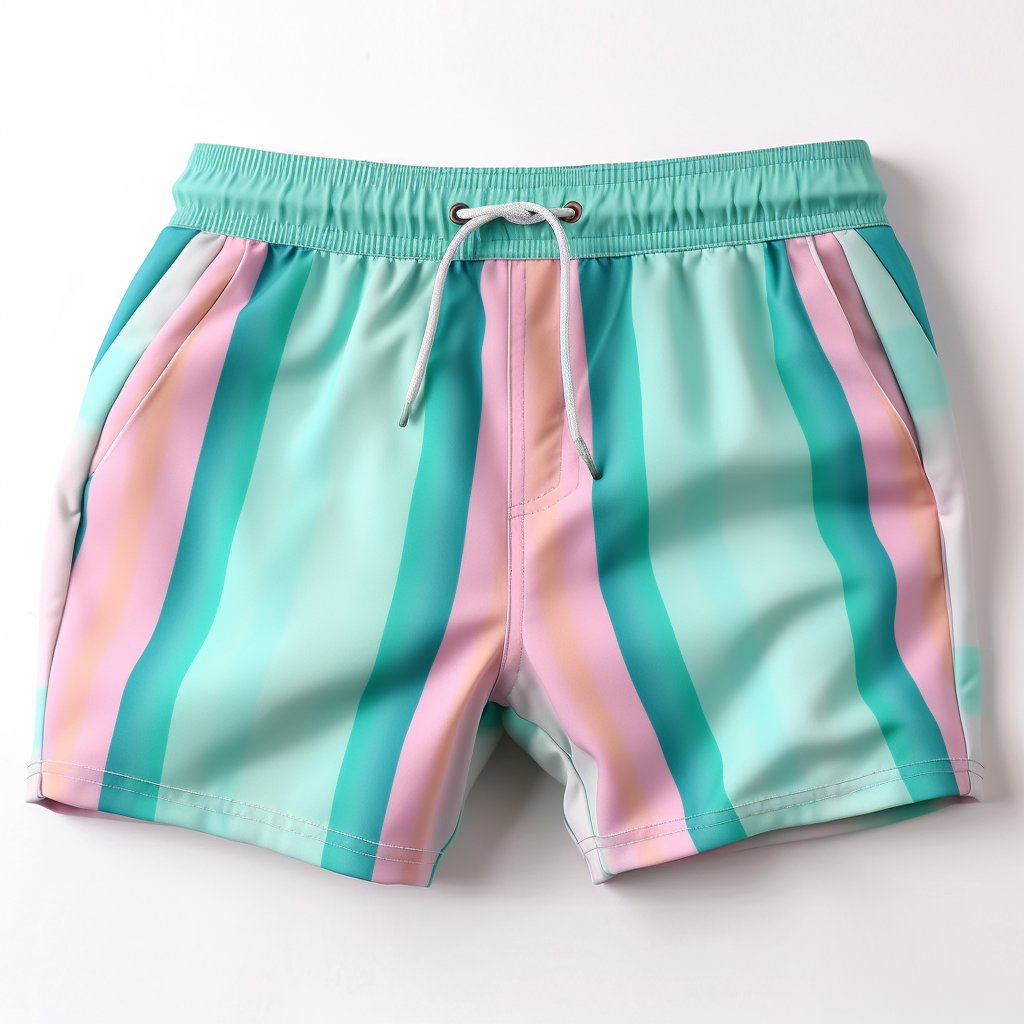 Men's Polyester Board Shorts Summer Beach Surf Pants Quick Drying Swimwear Male Swim Trunks Striped Swimwear