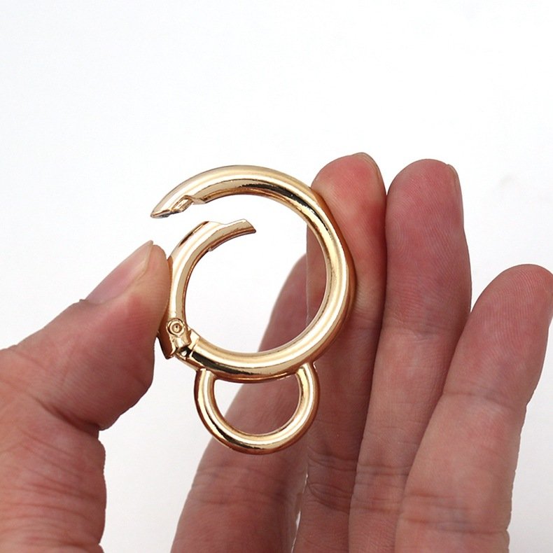 Metal Double Circle Snap Hook Spring Gate O Ring Trigger Clasps for Leather Craft Bag Strap Belt Connecting Hardware Accessory