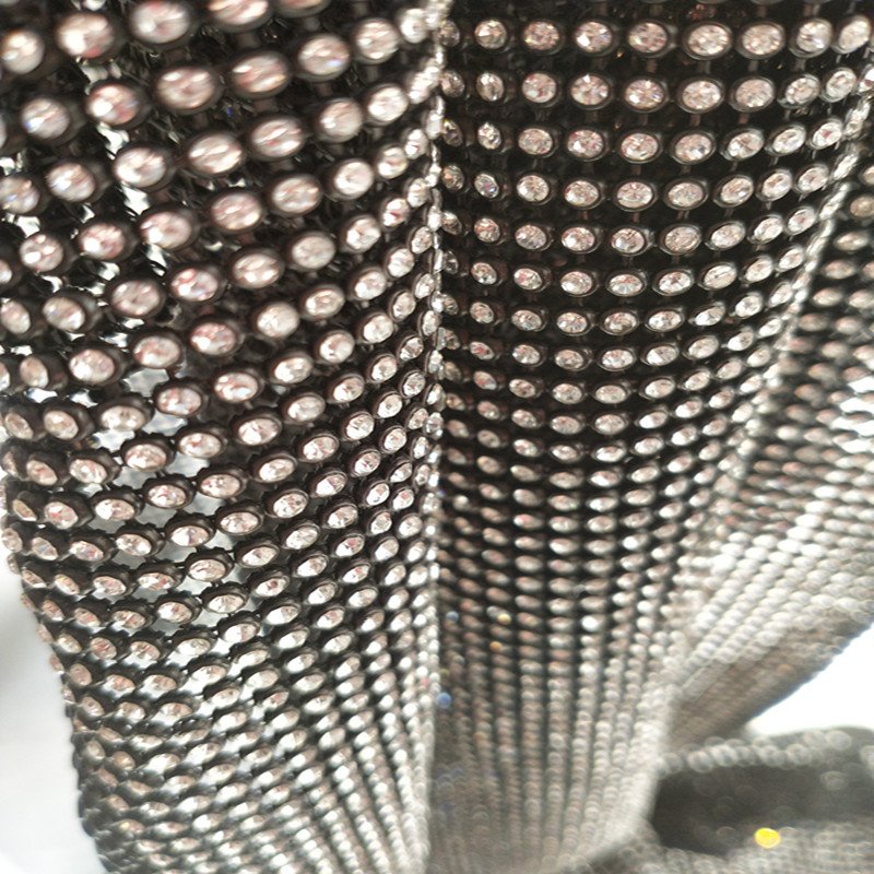 Factory Direct High Quality crystal rhinestone cup chain mesh fabric