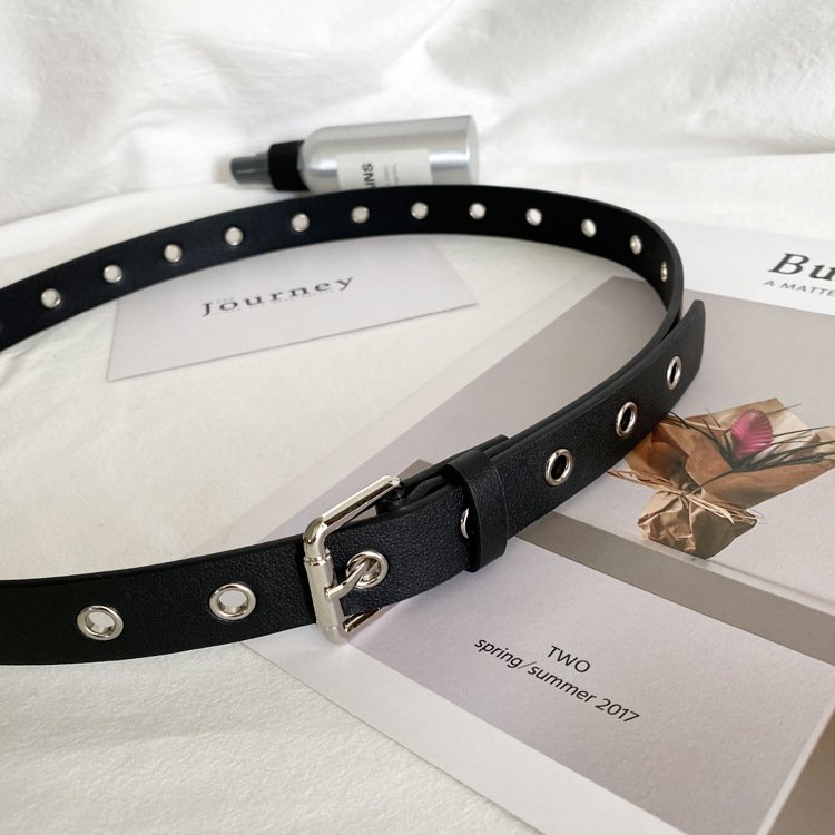 Eyelet belt, fashion PU belt, classic chain belt for women