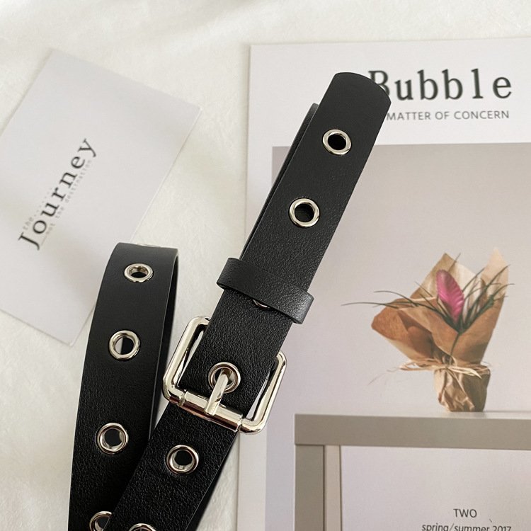 Eyelet belt, fashion PU belt, classic chain belt for women