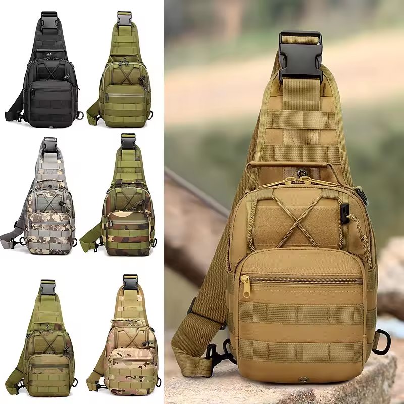 JSH Factory Direct with Molle System Wholesale Unisex Sling Tactical Crossbody Waterproof PVC Lining Chest Bag Pouch