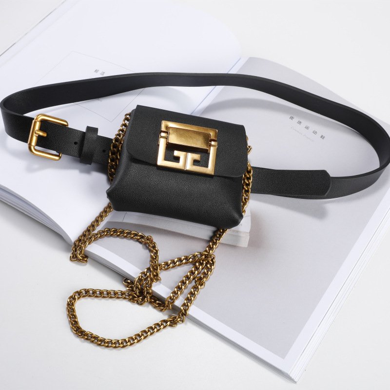 Women's Multi-Functional Mini Chain PU Belts Bags With Alloy Buckle For Waist Belt Accessories