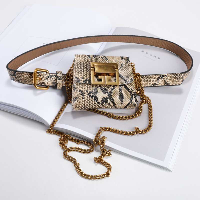 Women's Multi-Functional Mini Chain PU Belts Bags With Alloy Buckle For Waist Belt Accessories
