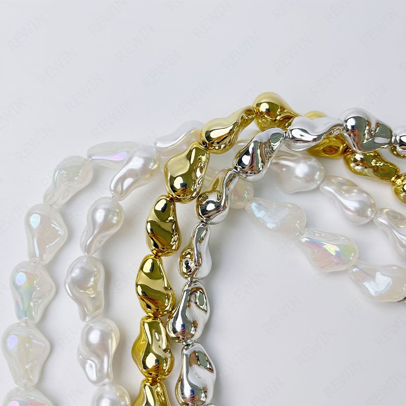 Rewin Imitation Profiled Pearl Handbag Chain Accessories Metal Pearl Purse Bag Chain Short Handle Replacement Bag Chain Strap