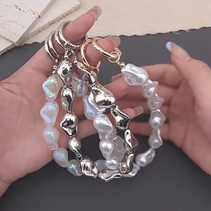 Rewin Imitation Profiled Pearl Handbag Chain Accessories Metal Pearl Purse Bag Chain Short Handle Replacement Bag Chain Strap