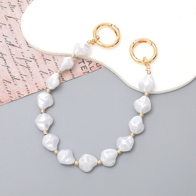 Rewin Imitation Profiled Pearl Handbag Chain Accessories Metal Pearl Purse Bag Chain Short Handle Replacement Bag Chain Strap