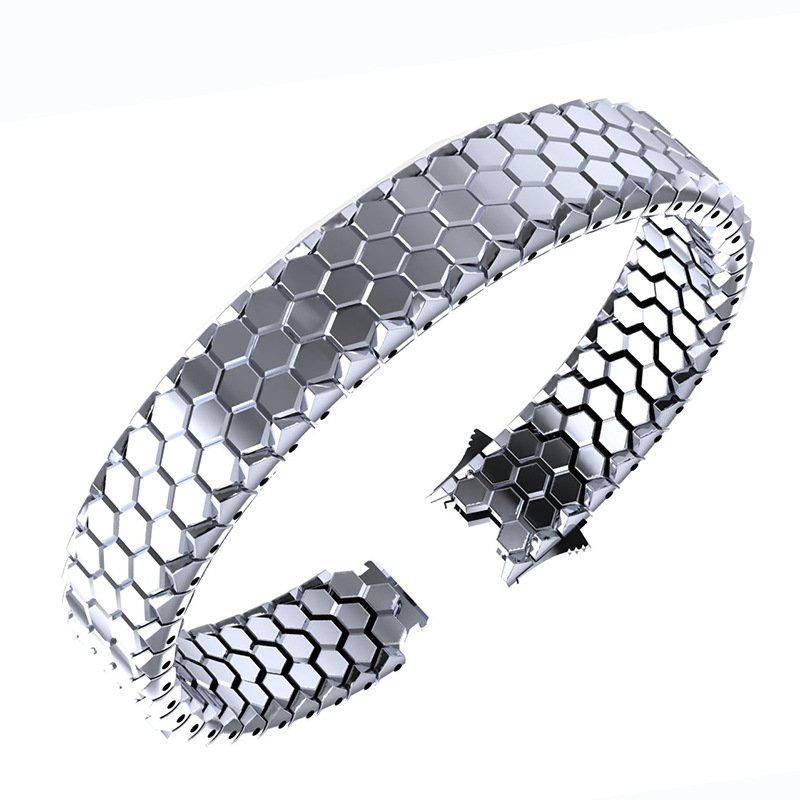 Factory Made Waterproof Hip Hop 316L Stainless Steel With 13.5MM Width Full Bling Zircon Iced Out Steel Belt Chain Bracelet