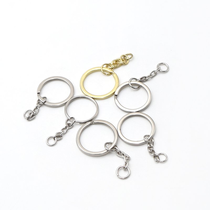 Supply 25mm30mm metal flat key chain chain round belt chain key ring accessories customization