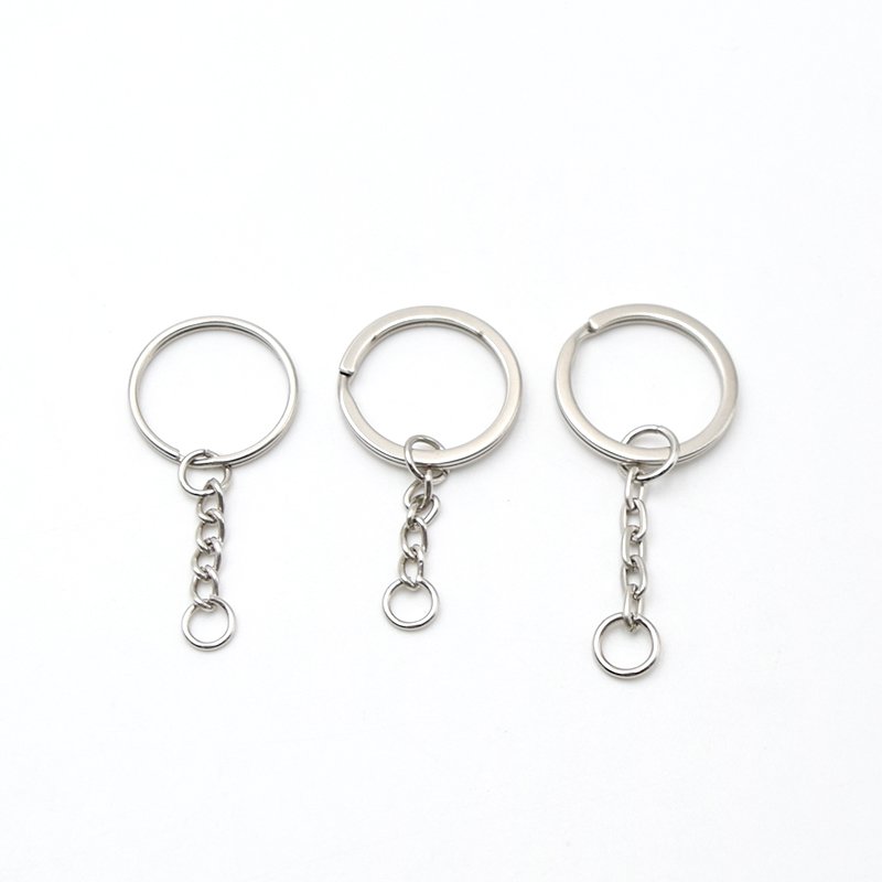 Supply 25mm30mm metal flat key chain chain round belt chain key ring accessories customization