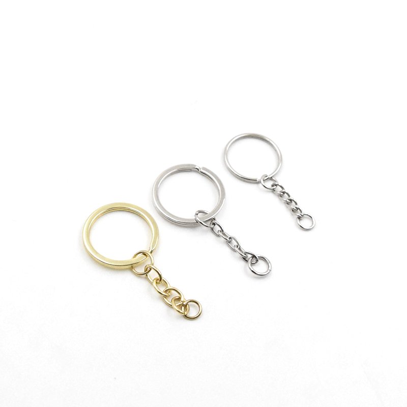 Supply 25mm30mm metal flat key chain chain round belt chain key ring accessories customization
