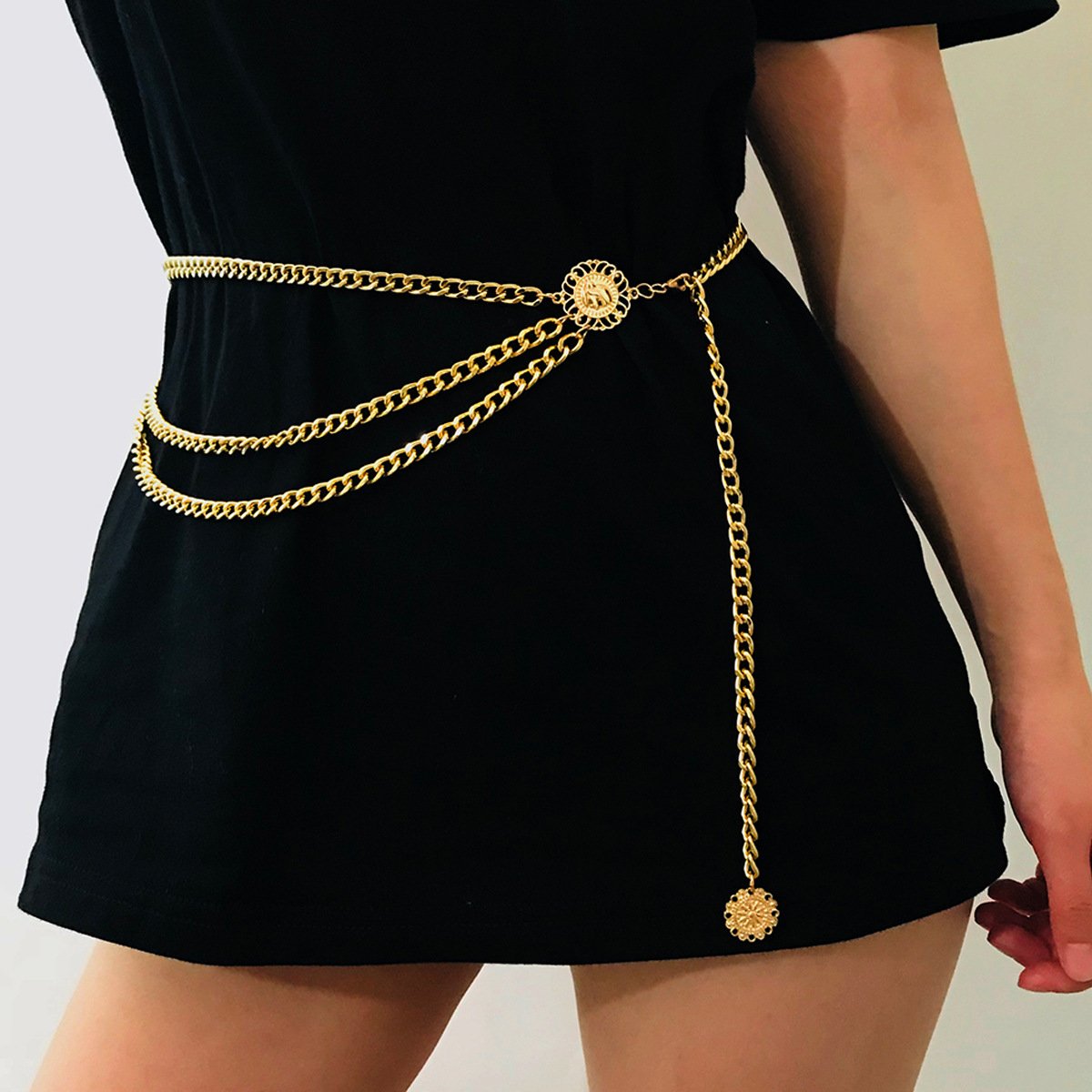 Fashion Multilayer Metal Waist Chain Dress Belts Metal Belt for Women Punk Gorgeous Chain for Ladies Dresses
