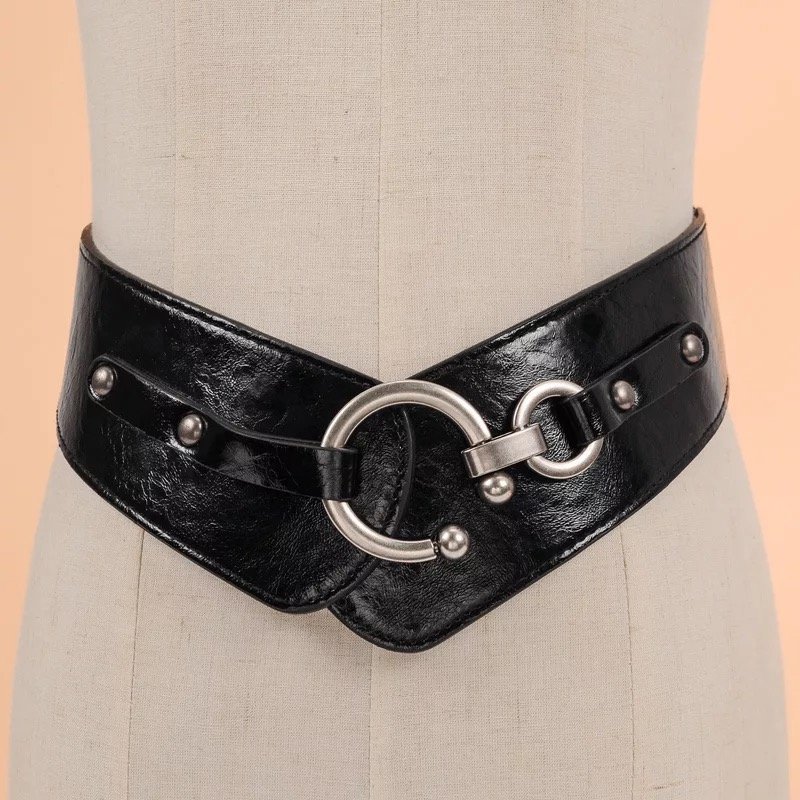 2019 Fashion ladies dress wide belt leather woman elastic waist belt
