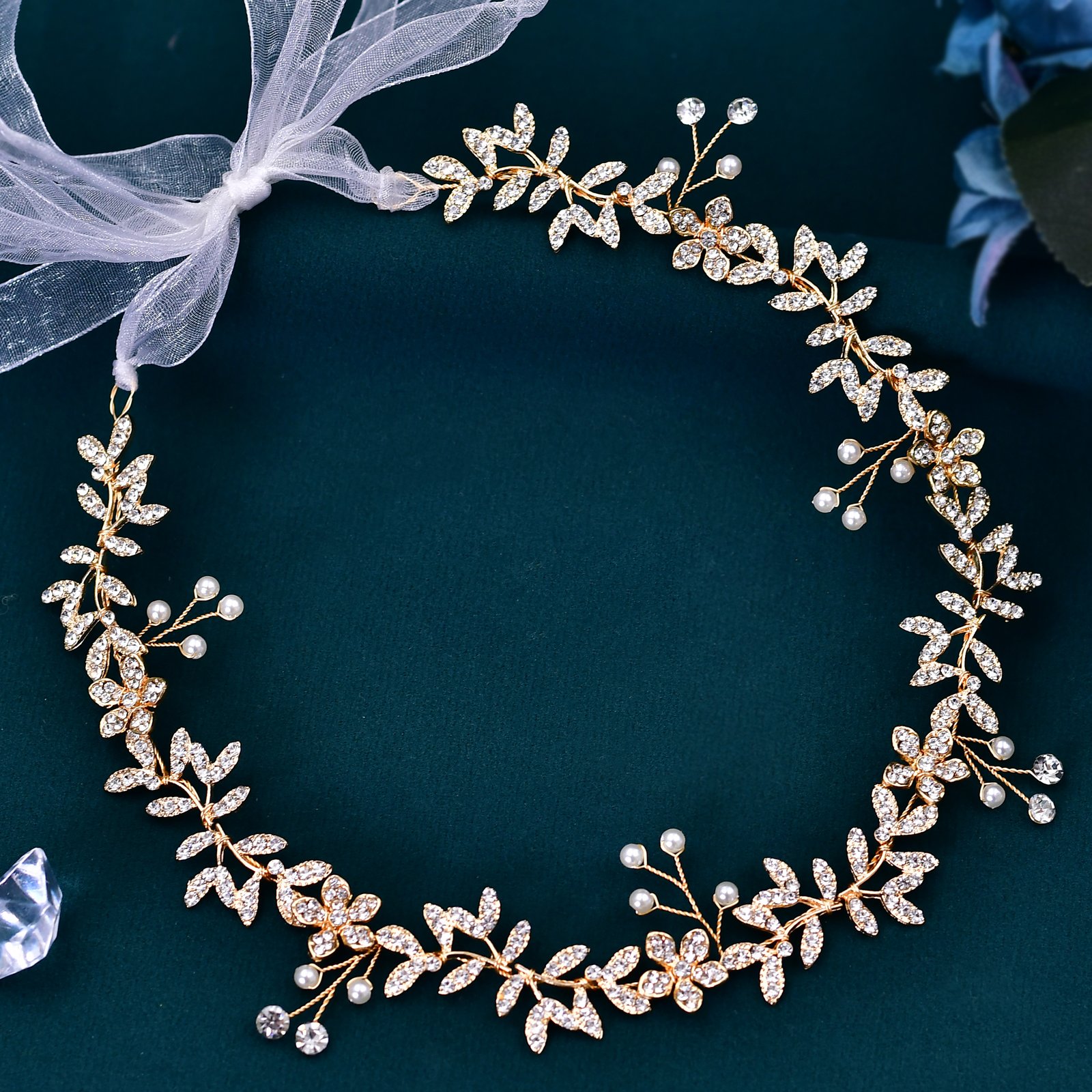 Golden Leaves Wedding Belt Bridal Beaded Waist Belt Elegant White Organza Dress Pearls Belt Bridesmaid Gift