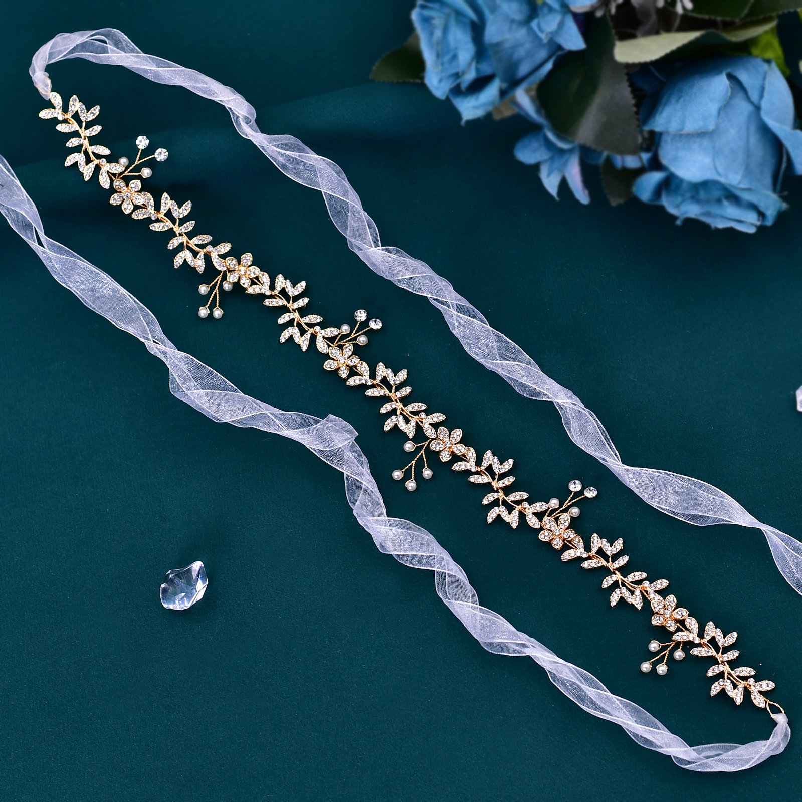 Golden Leaves Wedding Belt Bridal Beaded Waist Belt Elegant White Organza Dress Pearls Belt Bridesmaid Gift
