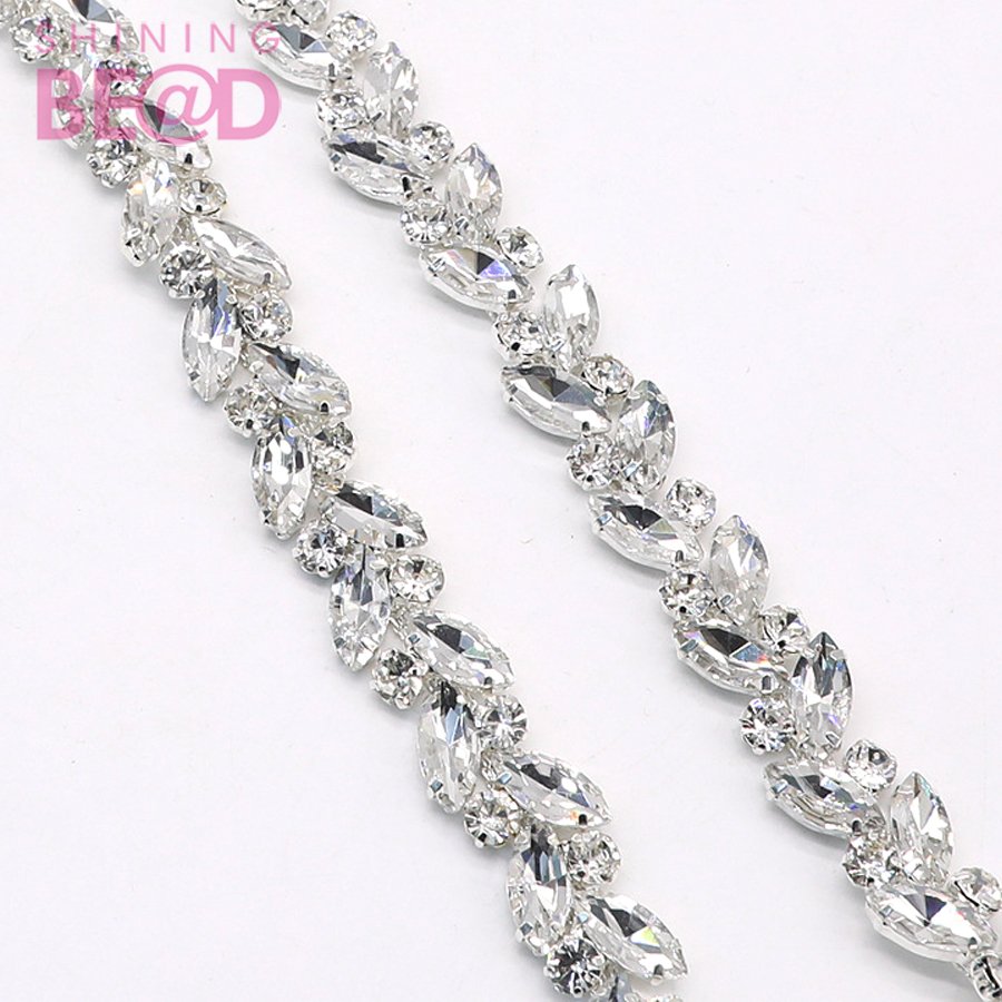 Wholesale Crystal Rhinestone Chain Trimming Bridal Sash Rhinestone Trim Applique Wedding Belt Garment Accessories