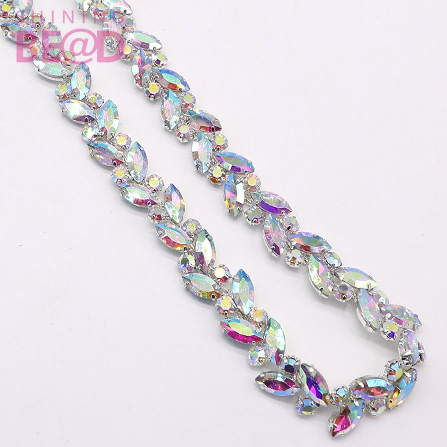 Wholesale Crystal Rhinestone Chain Trimming Bridal Sash Rhinestone Trim Applique Wedding Belt Garment Accessories
