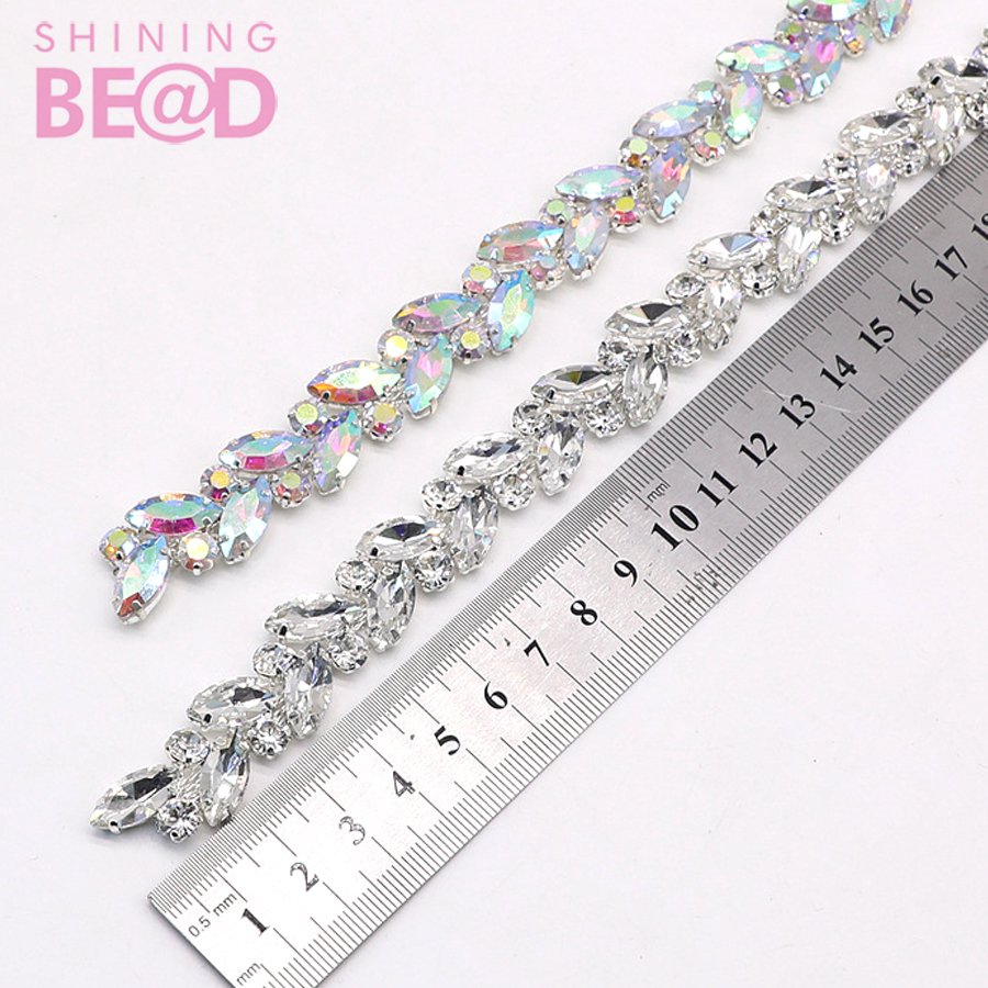 Wholesale Crystal Rhinestone Chain Trimming Bridal Sash Rhinestone Trim Applique Wedding Belt Garment Accessories