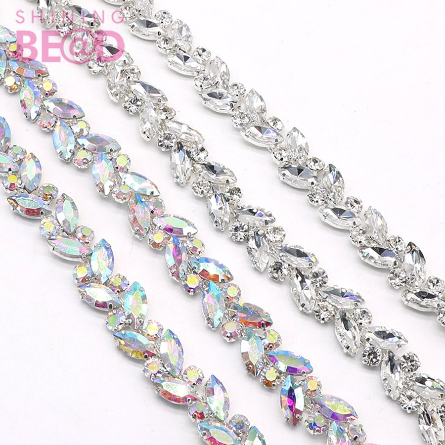 Wholesale Crystal Rhinestone Chain Trimming Bridal Sash Rhinestone Trim Applique Wedding Belt Garment Accessories