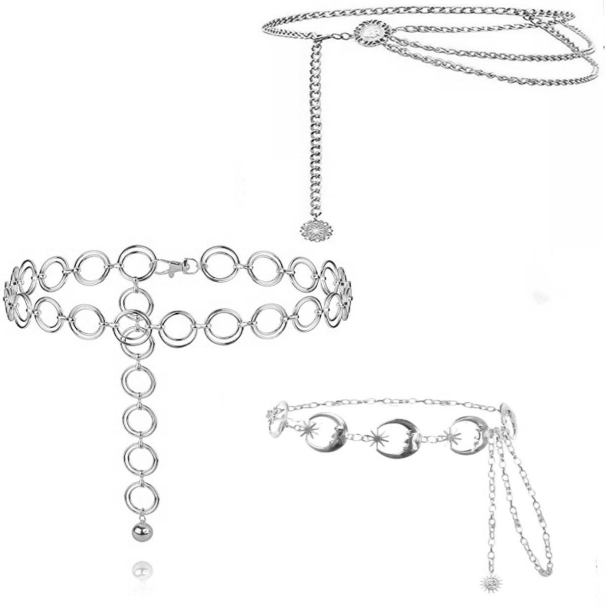 Women Chain Belt Multi Layer Waist Chain Metal Belt, Adjustable Chain Belt for Pants Dresses, Metal Link Body Belly Waist Chain