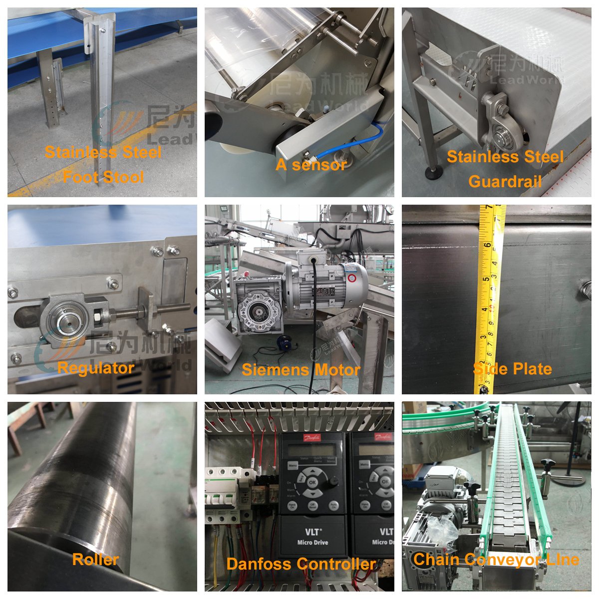 Leadworld Top chain table chain drag conveyors chain stainless steel track for sale