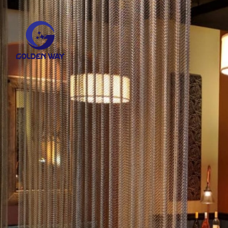 Beautiful stainless steel spiral rope flexible mesh curtain for hotel lobby curtain