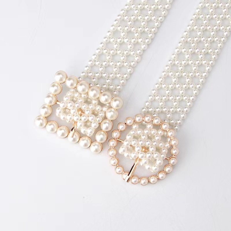JULUN Fashion Pearl Waist Corset Belts For Women Dresses Pants Jeans Ladies Belt