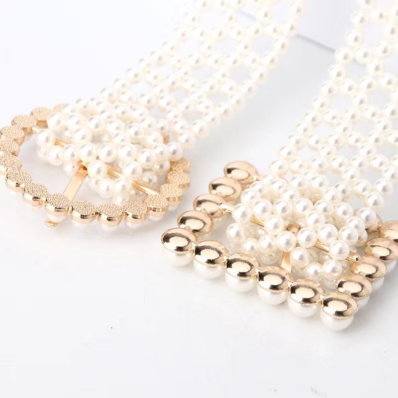 JULUN Fashion Pearl Waist Corset Belts For Women Dresses Pants Jeans Ladies Belt