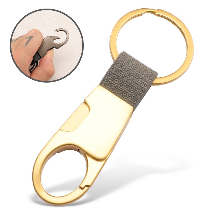 Factory Custom Luxury Promotional Gift Sets, Premium Soft Car Leather Keychain Key Holder with Snap Hook