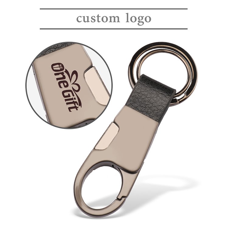 Factory Custom Luxury Promotional Gift Sets, Premium Soft Car Leather Keychain Key Holder with Snap Hook