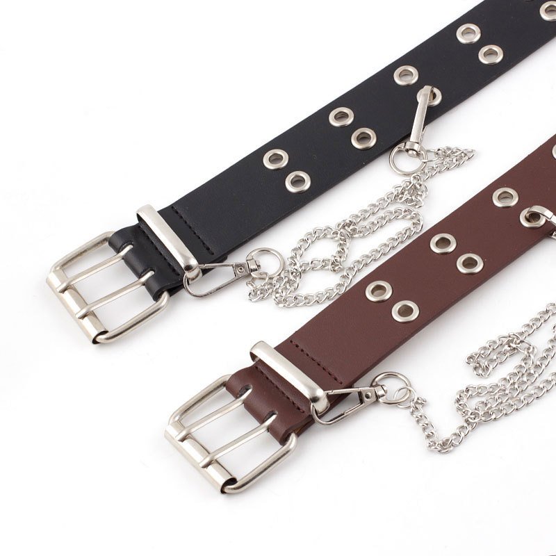 Hot Selling High Quality Punk Style PU Belt For Girls Fashion Chain Style Belt For women