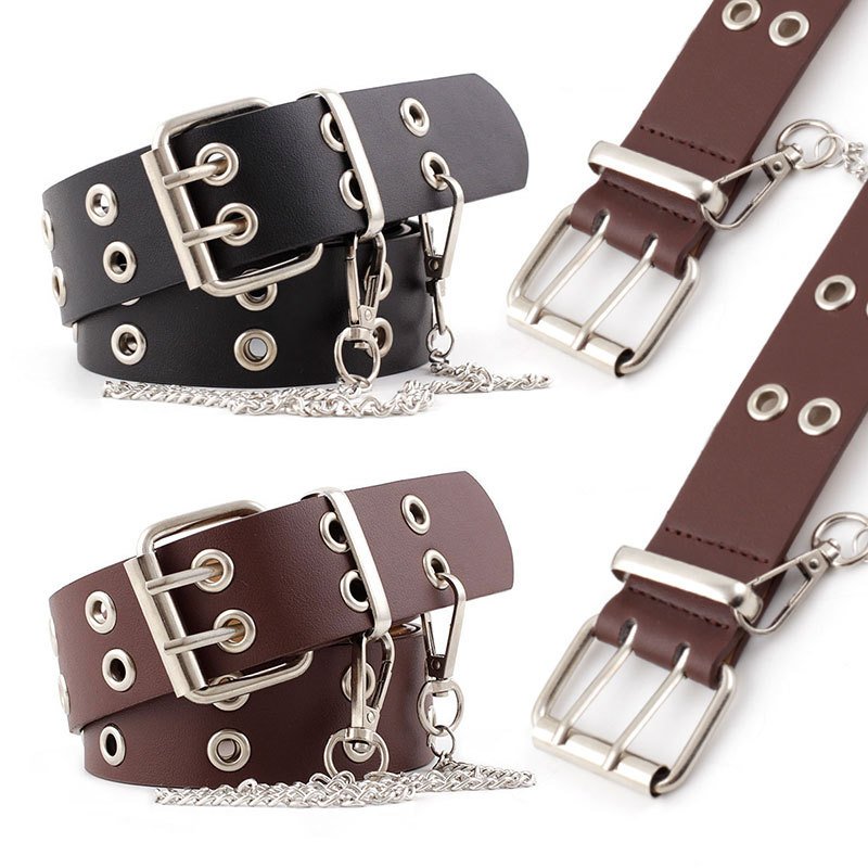 Hot Selling High Quality Punk Style PU Belt For Girls Fashion Chain Style Belt For women