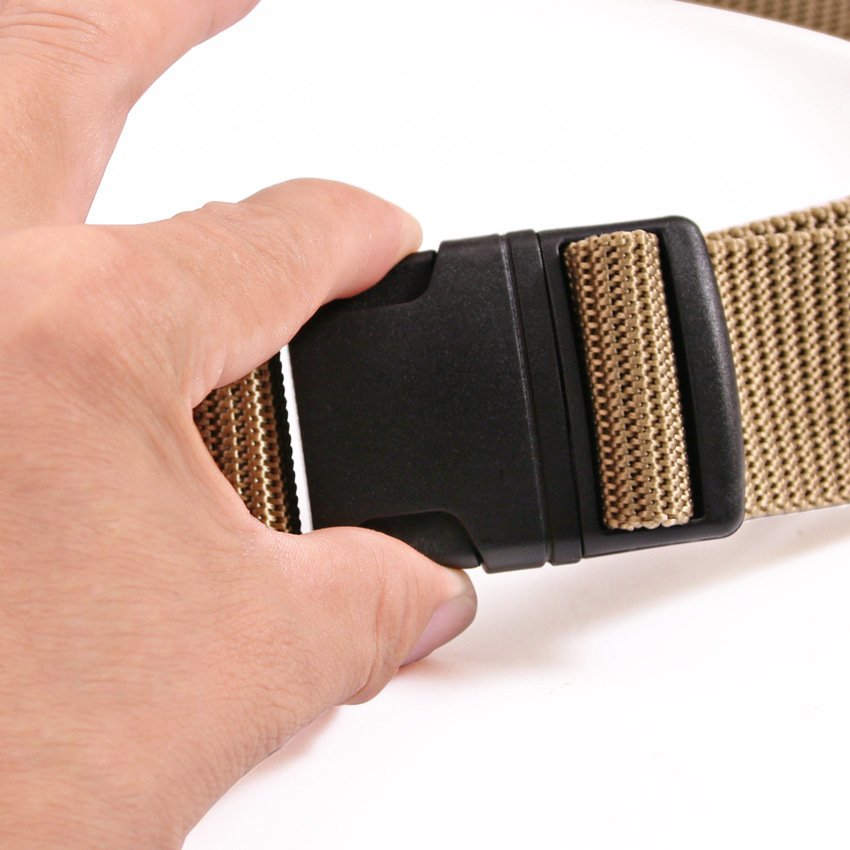 High Quality Trouser Men Belts Brown Outdoor Canvas Plastic Buckle Waistband Tactical Nylon Belt