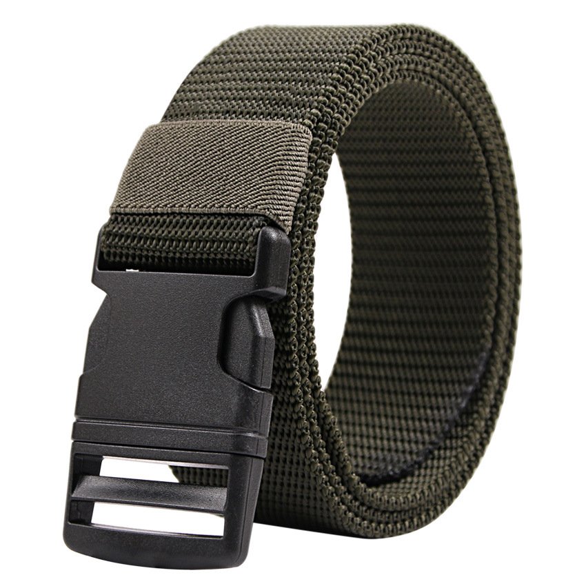 High Quality Trouser Men Belts Brown Outdoor Canvas Plastic Buckle Waistband Tactical Nylon Belt