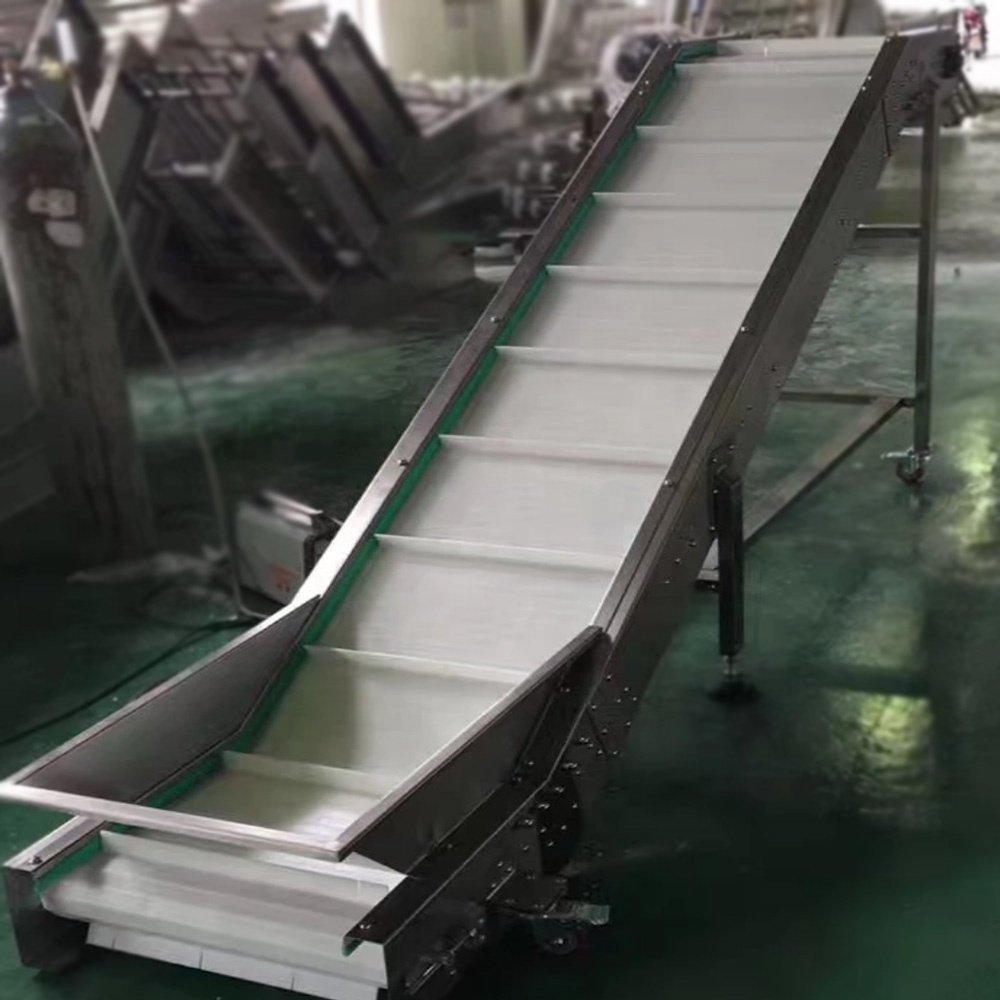 Belt turning machine White food conveying equipment inclined belt conveyor